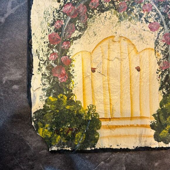 Hand Painted on Lancaster County Slate recycled Old Barn Hanging Welcome Sign - Picture 6 of 7